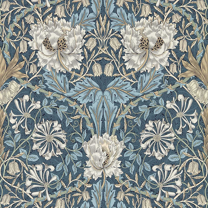 Honeysuckle and Tulip behang-behang-Morris & Co-Woad/Thyme-Rol-Selected Wallpapers &amp; Interiors