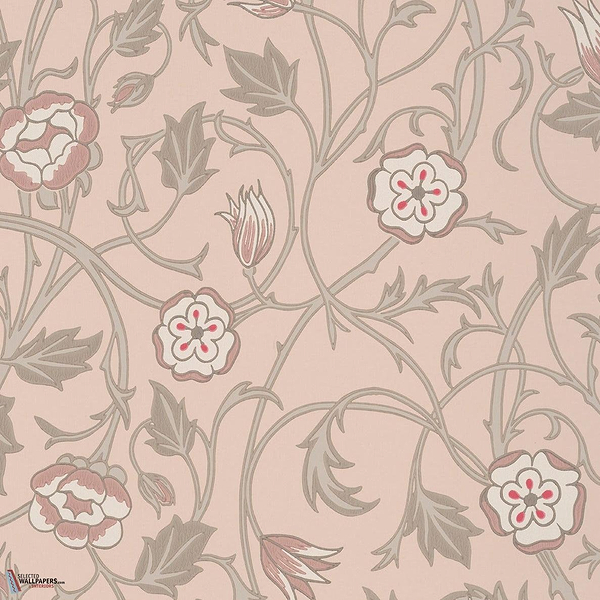 May's Tulip wallpaper-Little Greene-Castell Pink-Roll-Selected Wallpapers-Interiors