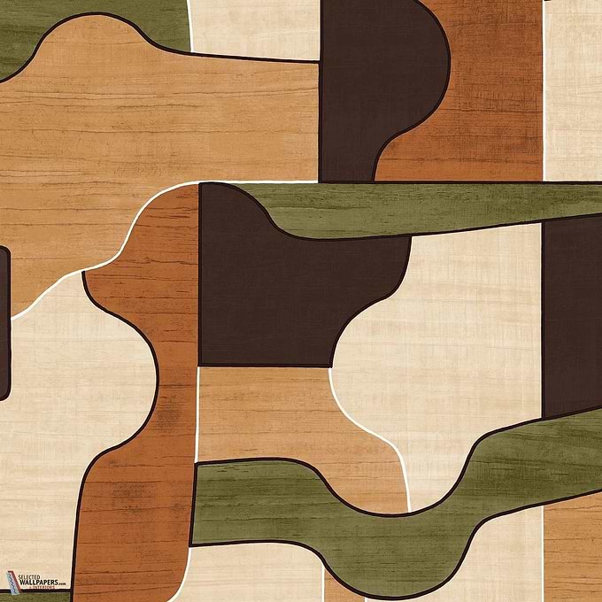 Modernismo behang-Casamance-wallpaper-tapete-Ambre/Kaki-Rol-Selected-Wallpapers-Interiors