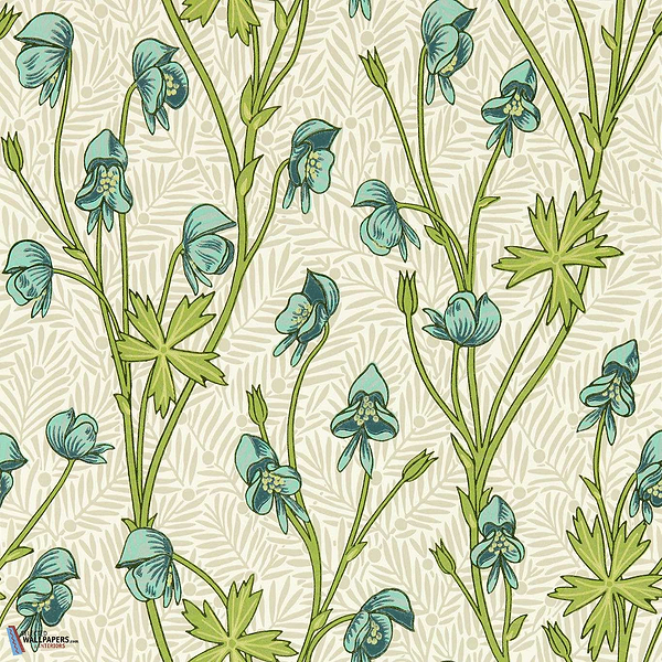 Monkshood-behang-tapete-wallpaper-Morris & Co-Aqua/Peashoot-Rol-Selected-Wallpapers-Interiors