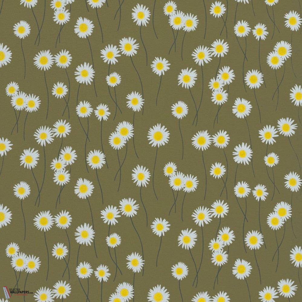Moon Daisies behang-Little Greene-Olive Colour-Rol-Selected Wallpapers-Interiors