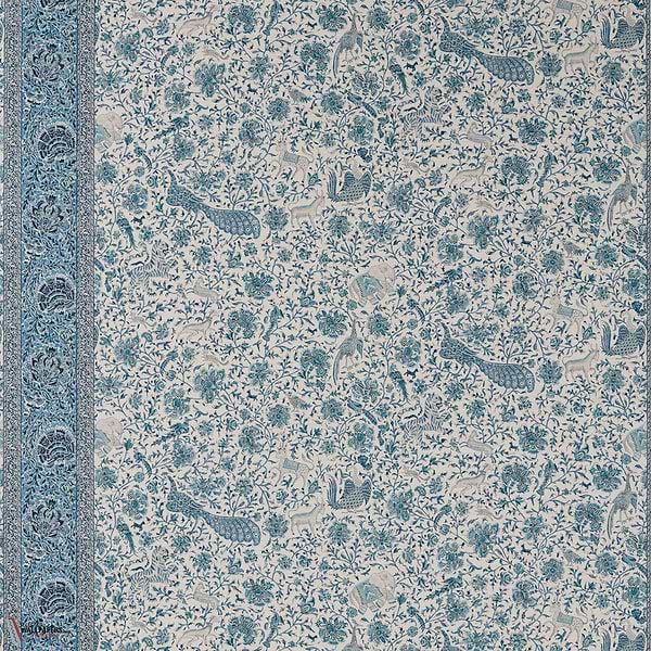 Mughal Menagerie Textile behang-Zoffany-Mazarine blue-Meter-Selected Wallpapers-Interiors