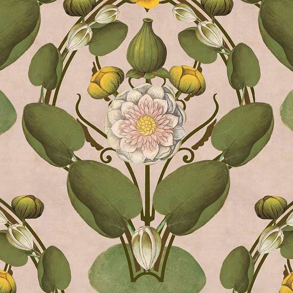Nymphaea behang-Mind the Gap-wallpaper-tapete-Light Pink-300 cm (standaard)-Selected-Wallpapers-Interiors