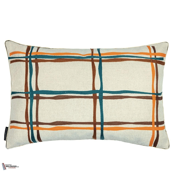 Oban kussen-Casamance-Turquoise Orange-40 x 60 cm-Selected Wallpapers-Interiors