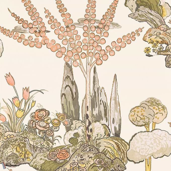 Orleans behang-Thibaut-Apricot and ginger-Rol-Selected Wallpapers-Interiors