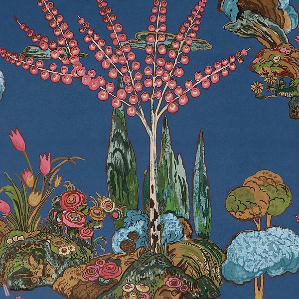 Orleans behang-Thibaut-Navy-Rol-Selected Wallpapers-Interiors