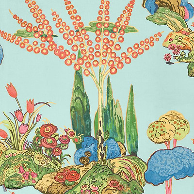 Orleans behang-Thibaut-Turquoise-Rol-Selected Wallpapers-Interiors