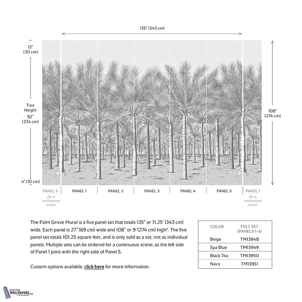 Palm Grove Mural-Behang-Tapete-Thibaut-Selected Wallpapers