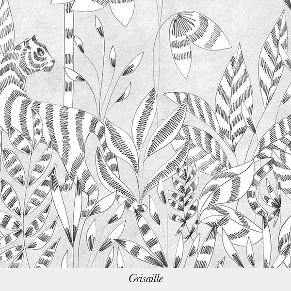 Paradis des Tigres-Isidore Leroy-wallpaper-behang-Tapete-wallpaper-Grissaile-Non Woven-Selected Wallpapers