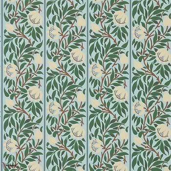 Peony Trellis behang-Morris & Co-Soft Blue/Nettle-Rol-Selected Wallpapers-Interiors