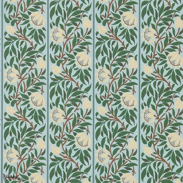 Peony Trellis behang-Morris & Co-Soft Blue/Nettle-Rol-Selected Wallpapers-Interiors