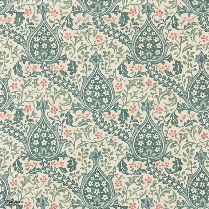 Persian Tulip behang-Morris & Co-Teal-Rol-Selected Wallpapers-Interiors