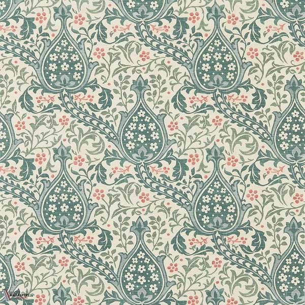 Persian Tulip behang-Morris & Co-Teal-Rol-Selected Wallpapers-Interiors