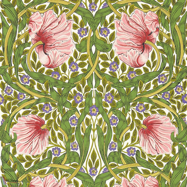 Pimpernel-behang-tapete-wallpaper-Morris & Co-Sap Green/Strawberry-Rol-Selected-Wallpapers-Interiors