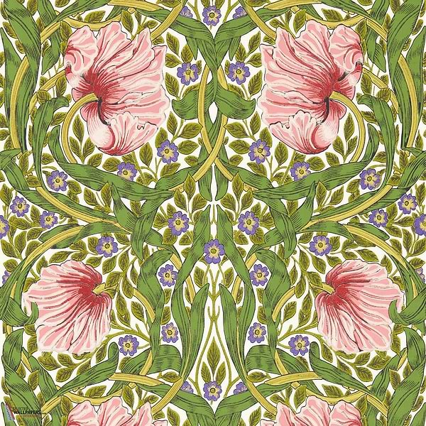 Pimpernel-wallpaper-Morris & Co-Sap Green/Strawberry-Roll-Selected-Wallpapers-Interiors