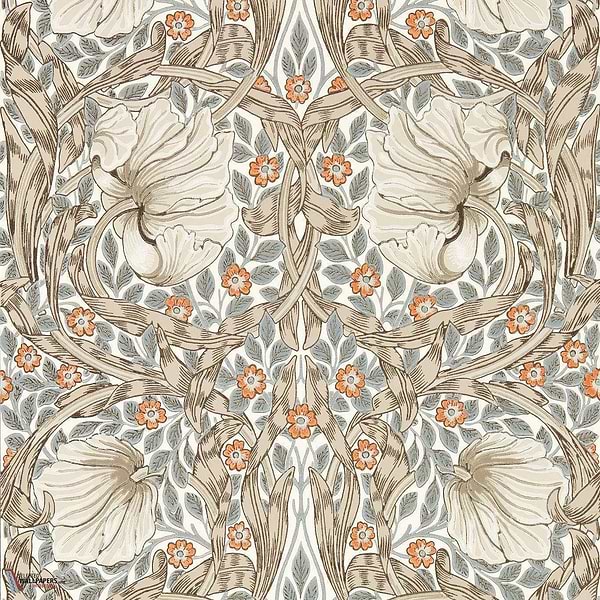 Pimpernel wallpaper-Wallpaper-Morris & Co-Linen/Coral-Roll-Selected Wallpapers & Interiors