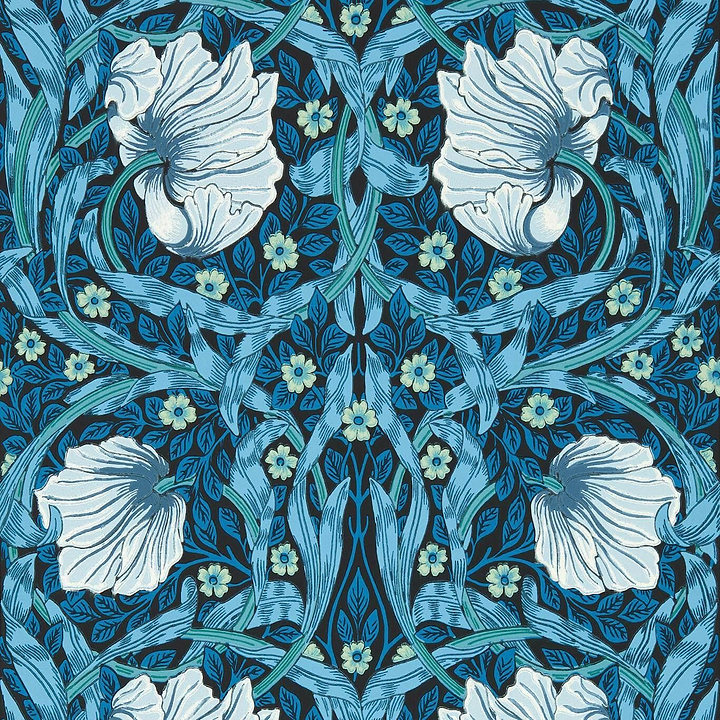 Pimpernel-behang-tapete-wallpaper-Morris & Co-Midnight/Opal-Rol-Selected-Wallpapers-Interiors