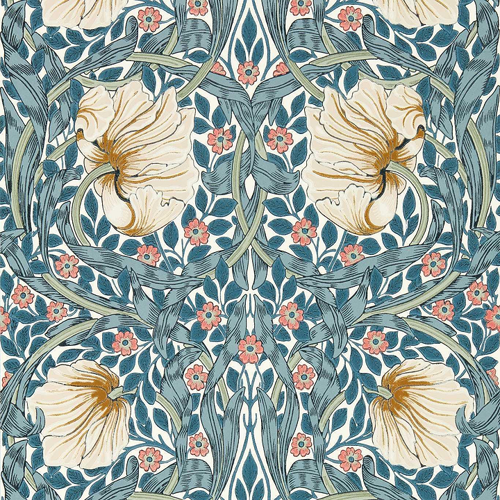 Pimpernel behang-Behang-Morris & Co-Woad/Coral-Rol-Selected Wallpapers &amp; Interiors
