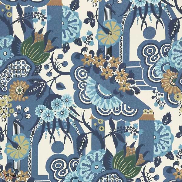 Pineapple Garden behang-1838 wallcoverings-Cobalt-Rol-Selected Wallpapers-Interiors