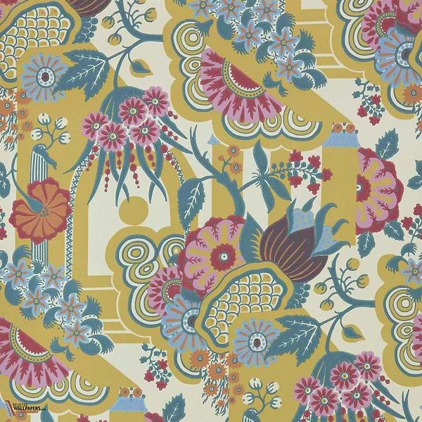 Pineapple Garden behang-1838 wallcoverings-Yellow-Rol-Selected Wallpapers-Interiors