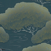 Pines behang-Little Greene-Blue pine-Rol-Selected Wallpapers-Interiors