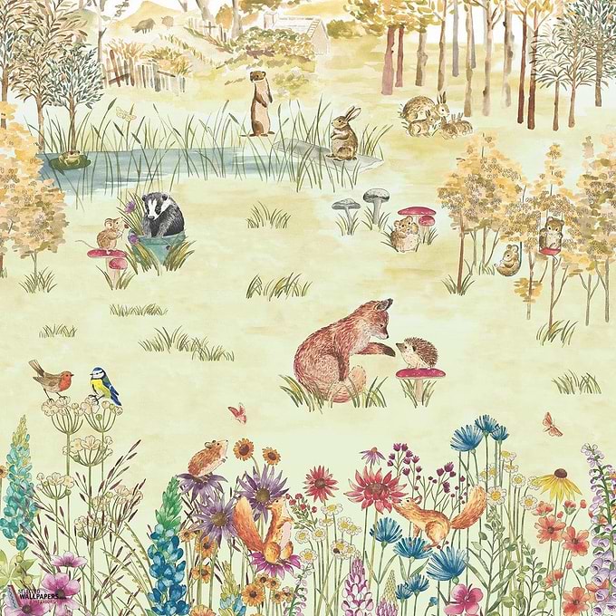 Potter's Woodland behang-Little Greene-Harvest-Set-Selected Wallpapers-Interiors