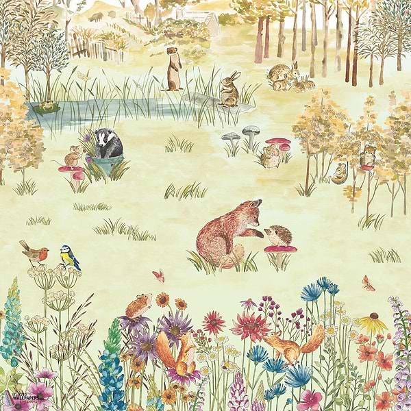 Potter's Woodland behang-Little Greene-Harvest-Set-Selected Wallpapers-Interiors