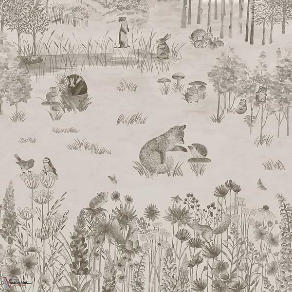 Potter's Woodland behang-Little Greene-Stone-Set-Selected Wallpapers-Interiors
