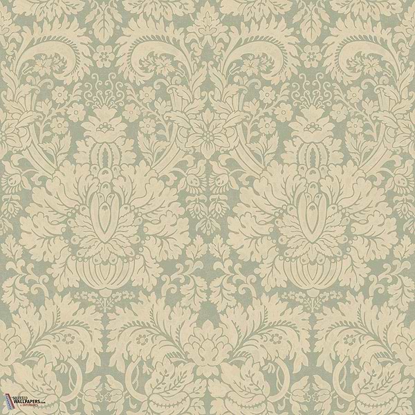 Queen's damask behang-GP&J Baker-Aquamarine-Rol-Selected Wallpapers-Interiors