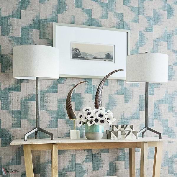 Raffia Squares behang-Thibaut-Selected Wallpapers-Interiors