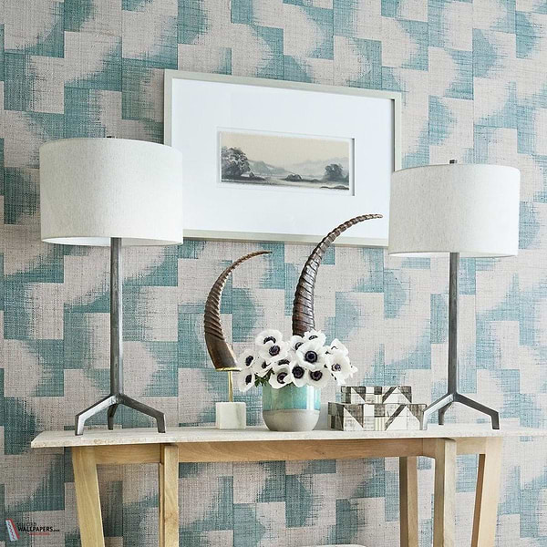 Raffia Squares behang-Thibaut-Selected Wallpapers-Interiors