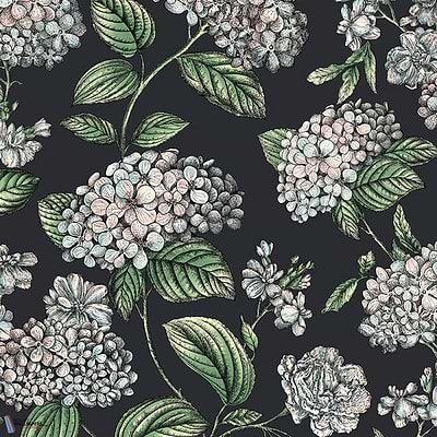 Ramo di Ortensia-wallpaper-Cole & Son-Pastel on Charcoal-Roll-123/8038-Selected Wallpapers