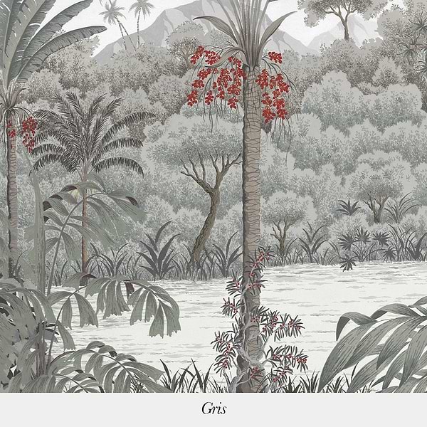 Riviere des Parfums-Isidore Leroy-wallpaper-behang-Tapete-wallpaper-Gris-Non Woven-Selected Wallpapers