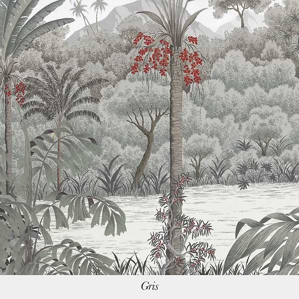 Riviere des Parfums-Isidore Leroy-wallpaper-behang-Tapete-wallpaper-Gris-Non Woven-Selected Wallpapers