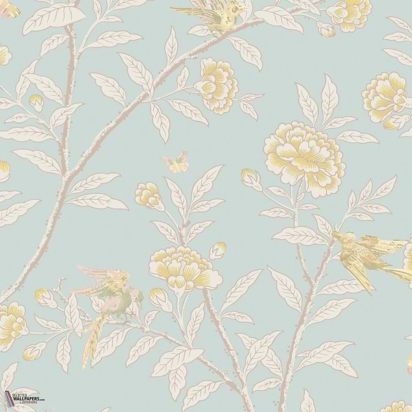 Roseberry & Birds behang-Cole & Son-Powder Blue-Rol-Selected Wallpapers-Interiors