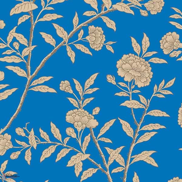 Roseberry behang-Cole & Son-Sand on Cobalt-Rol-Selected Wallpapers-Interiors