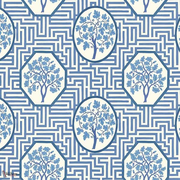 Royal maze behang-GP&J Baker-Royal blue-Rol-Selected Wallpapers-Interiors