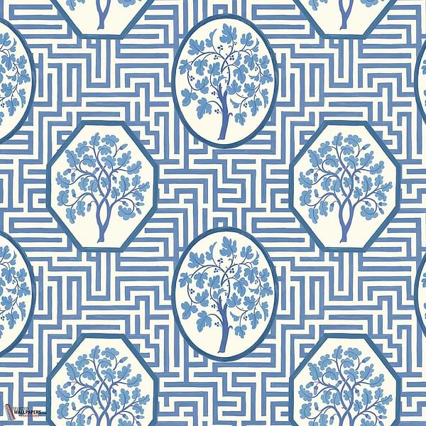 Royal maze behang-GP&J Baker-Royal blue-Rol-Selected Wallpapers-Interiors