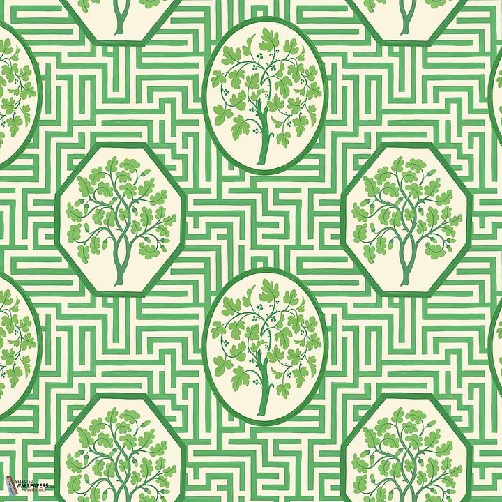 Royal maze behang-GP&J Baker-Royal green-Rol-Selected Wallpapers-Interiors
