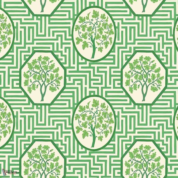 Royal maze behang-GP&J Baker-Royal green-Rol-Selected Wallpapers-Interiors