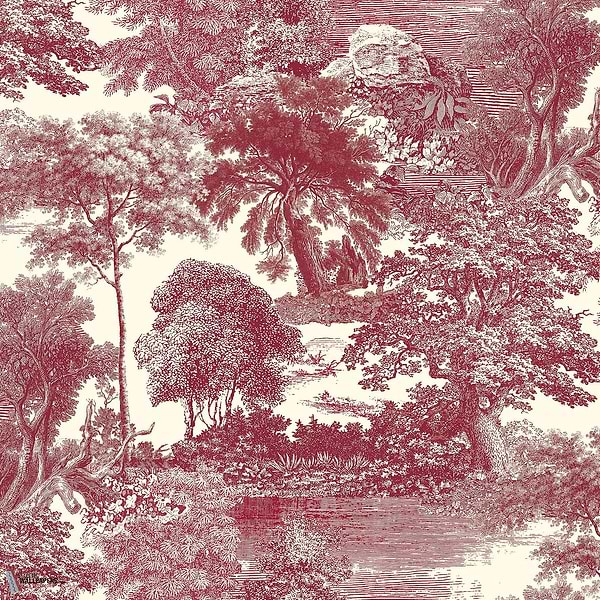 Salcey Forest behang-Masureel-wallpaper-tapete-Burgundy-Paneel A-Selected-Wallpapers-Interiors