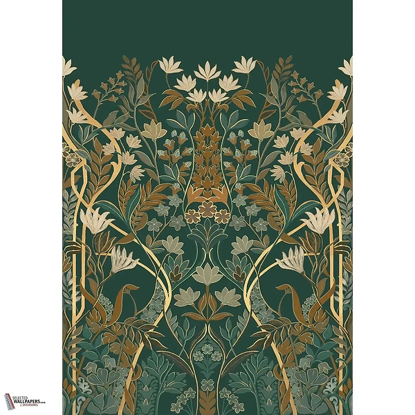 Salon des Miroirs behang-Casamance-Petrole/Dore-Set-Selected Wallpapers-Interiors
