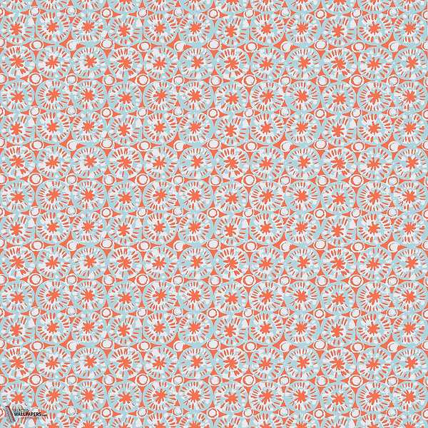 Sand dollar behang-Thibaut-Coral and blue-Rol-Selected Wallpapers-Interiors
