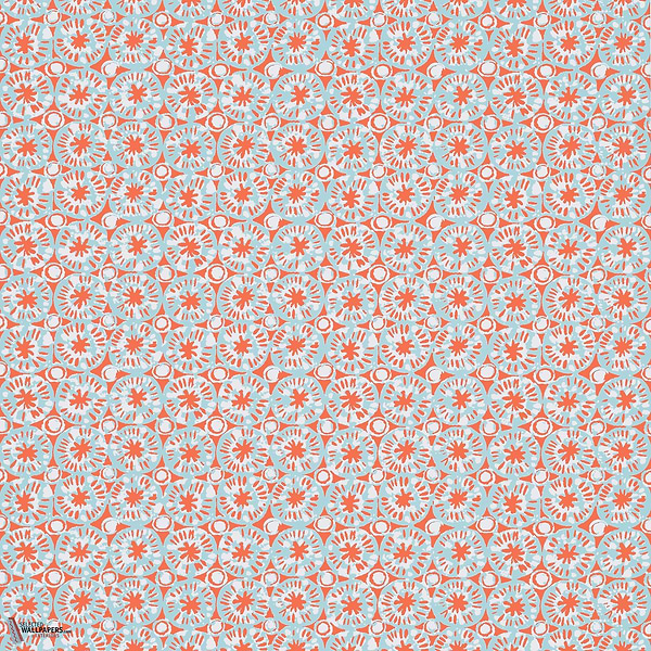 Sand dollar behang-Thibaut-Coral and blue-Rol-Selected Wallpapers-Interiors