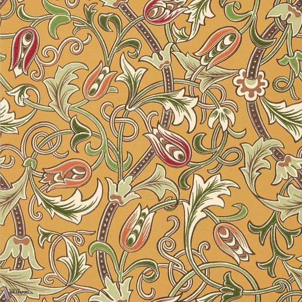 Scrolling Tulip behang-Morris & Co-Gold-Rol-Selected Wallpapers-Interiors