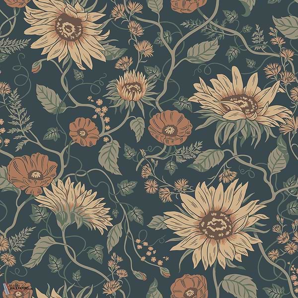 Solveig behang-Sandberg-Midnight blue-Rol-Selected Wallpapers-Interiors