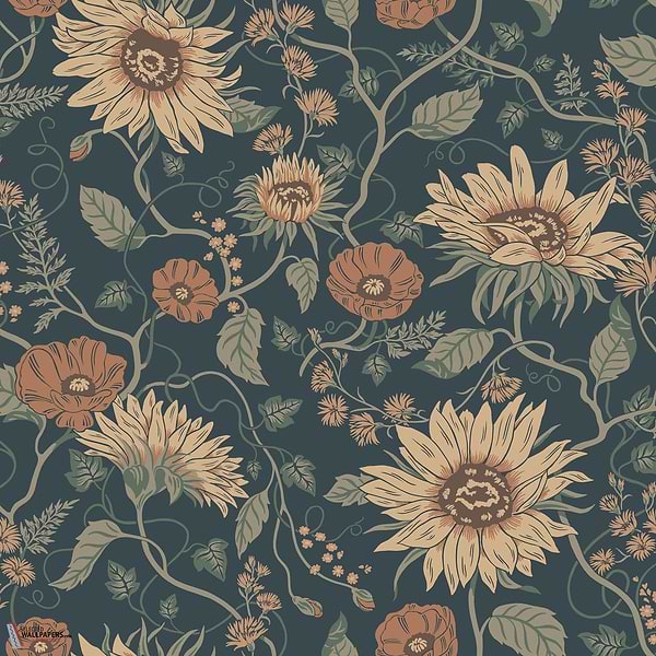 Solveig behang-Sandberg-Midnight blue-Rol-Selected Wallpapers-Interiors