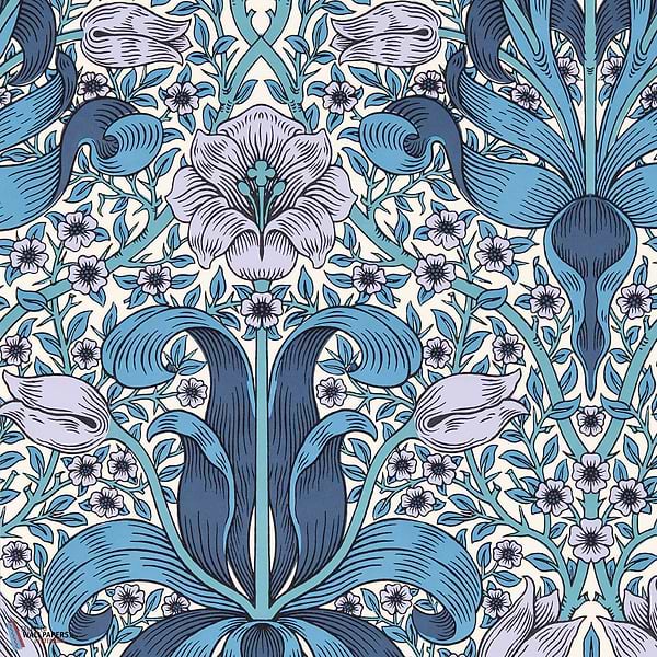 Spring Thicket-behang-tapete-wallpaper-Morris & Co-Indigo/Lilac-Rol-Selected-Wallpapers-Interiors