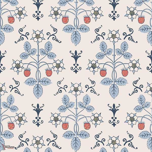 Strawberry behang-Cole & Son-China Blue on Cream-Rol-Selected Wallpapers-Interiors