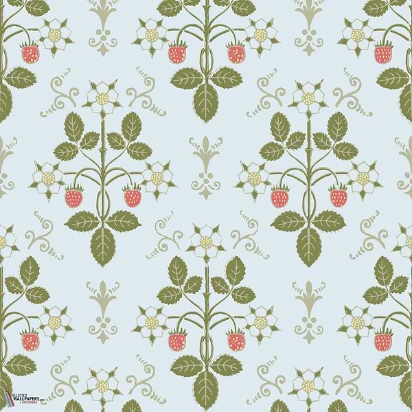 Strawberry behang-Cole & Son-Olive on Blue-Rol-Selected Wallpapers-Interiors